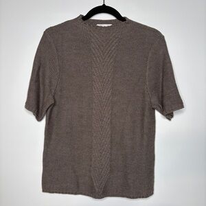 Pendleton Merino Wool Short Sleeve High Neck Sweater Taupe Size Large